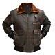 Men's Nick Jonas Jumanji Aviator Pilot Distressed Brown Leather Jacket Seaplane