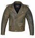 Men's Quality Distressed Genuine Leather Jacket Heavy Biker Brando Original Ykk