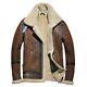 Men`s Raf Trench Coat Brown Distressed Real Sheepskin Shearling Leather Jacket