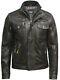 Men's Real Leather Distressed Café Racer Black/brown Rub Off Biker Jacket