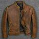 Men's Real Leather Motorcycle Brown Distressed Biker Vintage Motorbike Jacket