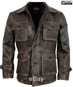 Men's Stylish Cafe Racer Biker Real Leather Distressed Brown Leather Coat Jacket