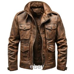 Men's Vintage Brown Distressed Leather Jacket