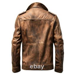 Men's Vintage Brown Distressed Leather Jacket