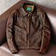 Men's Vintage Brown Distressed Leather Jacket Collard Real Sheep Leather Jacket