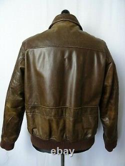 Men's Vintage Chevirex Brown Motorcycle Leather Flight Jacket XL 46R
