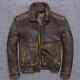 Men's Vintage Dark Brown Distressed Real Leather Jacket Biker Style Collard