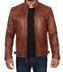 Men's Vintage Distressed Brown Real Soft Sheep Leather Slim Fit Band Jacket