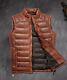 Men's Vintage Distressed Brown Sheep Leather Puffer Vest