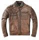 Men's Vintage Distressed Brown Waxed Cafe Racer Motorcycle Real Leather Jacket