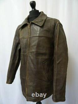 Men's Vintage Leather French Workwear Chore Coat Overcoat XL 46R