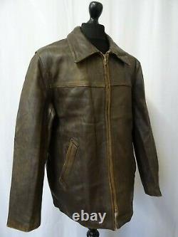 Men's Vintage Leather French Workwear Chore Coat Overcoat XL 46R
