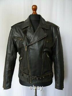 Men's Vintage TRAPPER Perfecto Brown Leather Motorcycle Biker Jacket S 38R