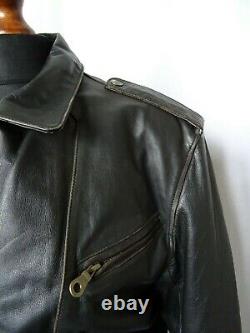 Men's Vintage TRAPPER Perfecto Brown Leather Motorcycle Biker Jacket S 38R