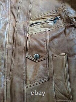 Men's Vintage Trekway London Authentic Distressed Leather Biker Jacket