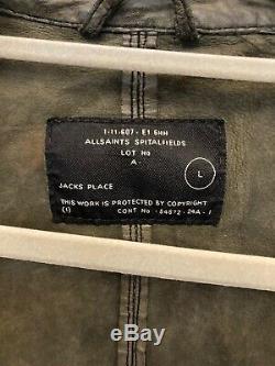 Mens Allsaints Distressed Biker 100% Enemy Leather Jacket Large