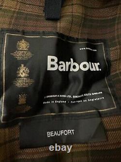Mens Barbour beaufort coat brown wax cotton XL 46 in parka outdoors distressed
