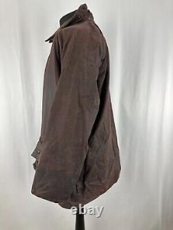 Mens Barbour beaufort coat brown wax cotton XL 46 in parka outdoors distressed