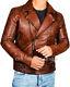 Mens Biker Motorcycle Cafe Racer Distressed Brown Real Leather Jacket