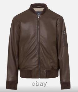 Mens Biker Motorcycle Genuine Fashion Distressed Brown Real Leather Jacket