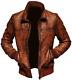 Mens Biker Motorcycle Vintage Distressed Brown Bomber Winter Leather Jacket