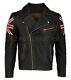 Mens Biker Vintage Distressed Brown Union Jack Cafe Racer Leather Jacket Uk Flag