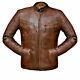 Mens Biker Vintage Distressed Motorcycle Brown Cafe Racer Leather Jacket