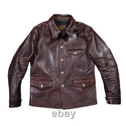 Mens Brakeman Jacket Tea Core Cowhide Distressed Leather Japanese Vintage Style