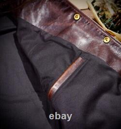 Mens Brakeman Jacket Tea Core Cowhide Distressed Leather Japanese Vintage Style