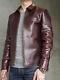 Mens Brown Bomber Jacket Distress Crunch Oil Pull-up Cowhide Leather Xs-6xl Size
