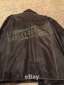 Mens Brown Distressed Leather Harley Davidson Jacket American Legend XL