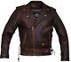 Mens Brown Distressed Leather Marlon Brando Biker Motorcycle Armoured Jacket Ykk