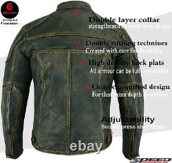 Mens Brown Distressed Vintage Motorbike Motorcycle Cowhide Leather Retro Jacket