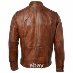 Mens Brown Leather Jacket, Motorcycle Jacket, Distressed Jacket, Vintage Jacket