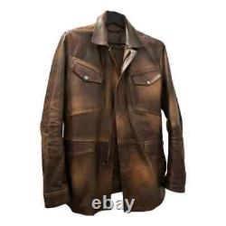 Mens Brown leather jacket distressed Brown leather jacket Wax leather jacket