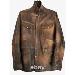 Mens Brown leather jacket distressed Brown leather jacket Wax leather jacket