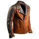 Mens Cafe Racer Quilted Biker Brown New Distressed Real Suede Leather Jacket