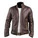 Mens Cafe Racer Stylish Vintage Biker Brown Distressed Real Leather Jacket