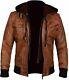 Mens Classic Bomber Hooded Distressed Brown Motorcycle Biker Leather Jacket