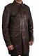 Mens Classic Genuine Leather Winter Distressed Black/brown Long Overcoat