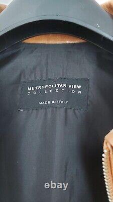 Mens Classic Tan Leather Jacket Italian Classic Metropolitan Collection