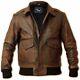 Mens Distressed A-2 G-1 Brown Bomber Motorcycle Style Leather Biker Jacket