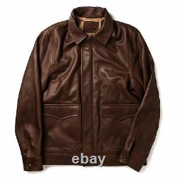 Mens Distressed Biker Espresso Leather Jacket Vintage Custom-Made Leather Jacket