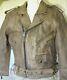 Mens Distressed Brown Leather Motorcycle Jacket Withgun Pockets Vented Size Xl New