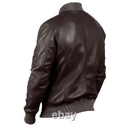 Mens Distressed Brown Retro Leather Jacket Motorcycle Stand Biker Coat Outwear