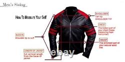 Mens Distressed Leather Jacket Brown Cafe Racer Size S M L XL XXL Custom Made