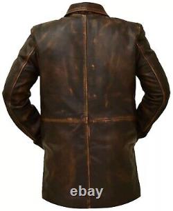 Mens Distressed Supernatural Dean Winchester Motorcycle Leather Jacket Coat