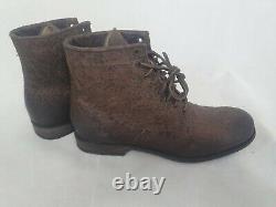 Mens Frye Brown Leather Boots Distressed Look Hand Made In Mexico UK 8.5 US 9.5