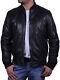 Mens Genuine Leather Jacket Quilted Distressed Leather Bomber Jacket Black&brown