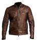 Mens Genuine Vintage Brown Retro Leather Jacket Distressed Brown Leather Jacket